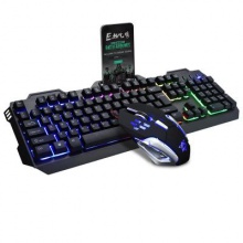 优想U510发光炫彩游戏键盘鼠标套装 有线金属悬浮防水键鼠套装 办