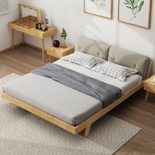 北欧实木床日式主卧1.5m1.8米双人床现代简约公寓民宿家具橡木床